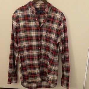 Ralph Lauren winter plaid button down slim fit size Large